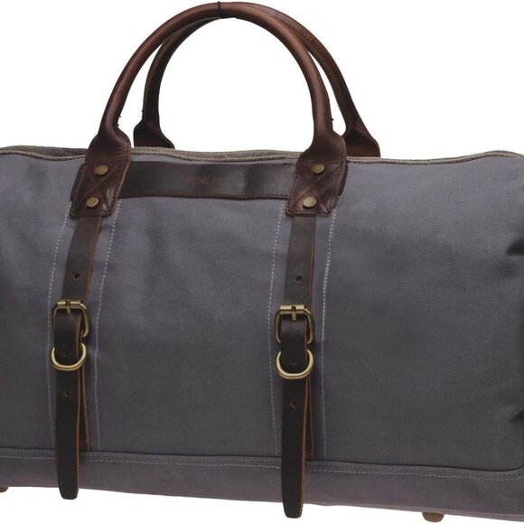 21in X-Large Durable Canvas Weekend Travel Tote Genuine
Leather Trim Carryon - Picture 2 of 7
